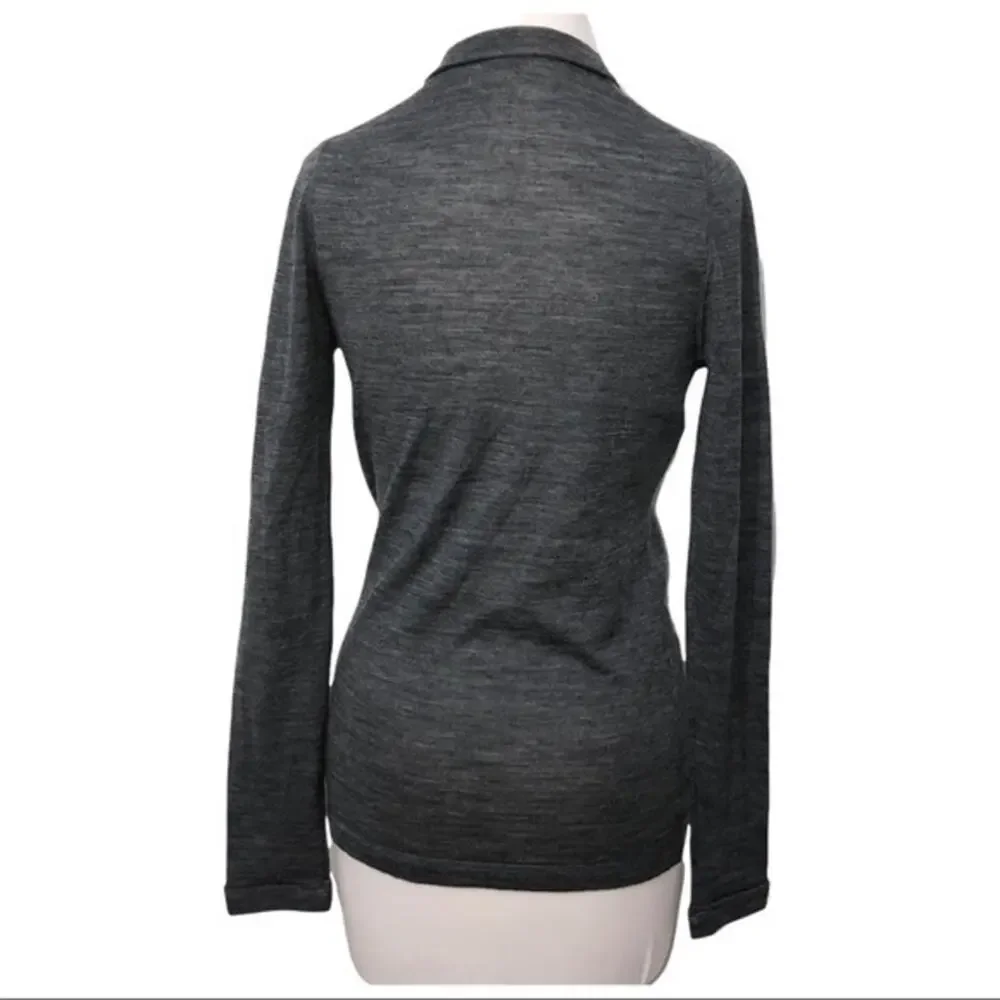 Vertigo Paris Gray Wrap Tie Front Merino Wool Open Front Cardigan Sweater M NWT